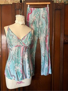 MIA Mint & Pink Swirl Cami Pajama Set